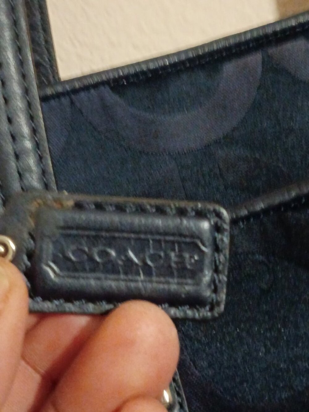 Coach Taylor Op Art Alexis Navy Blue Canvas Leather Carryall Tote Bag - Picture 2 of 10